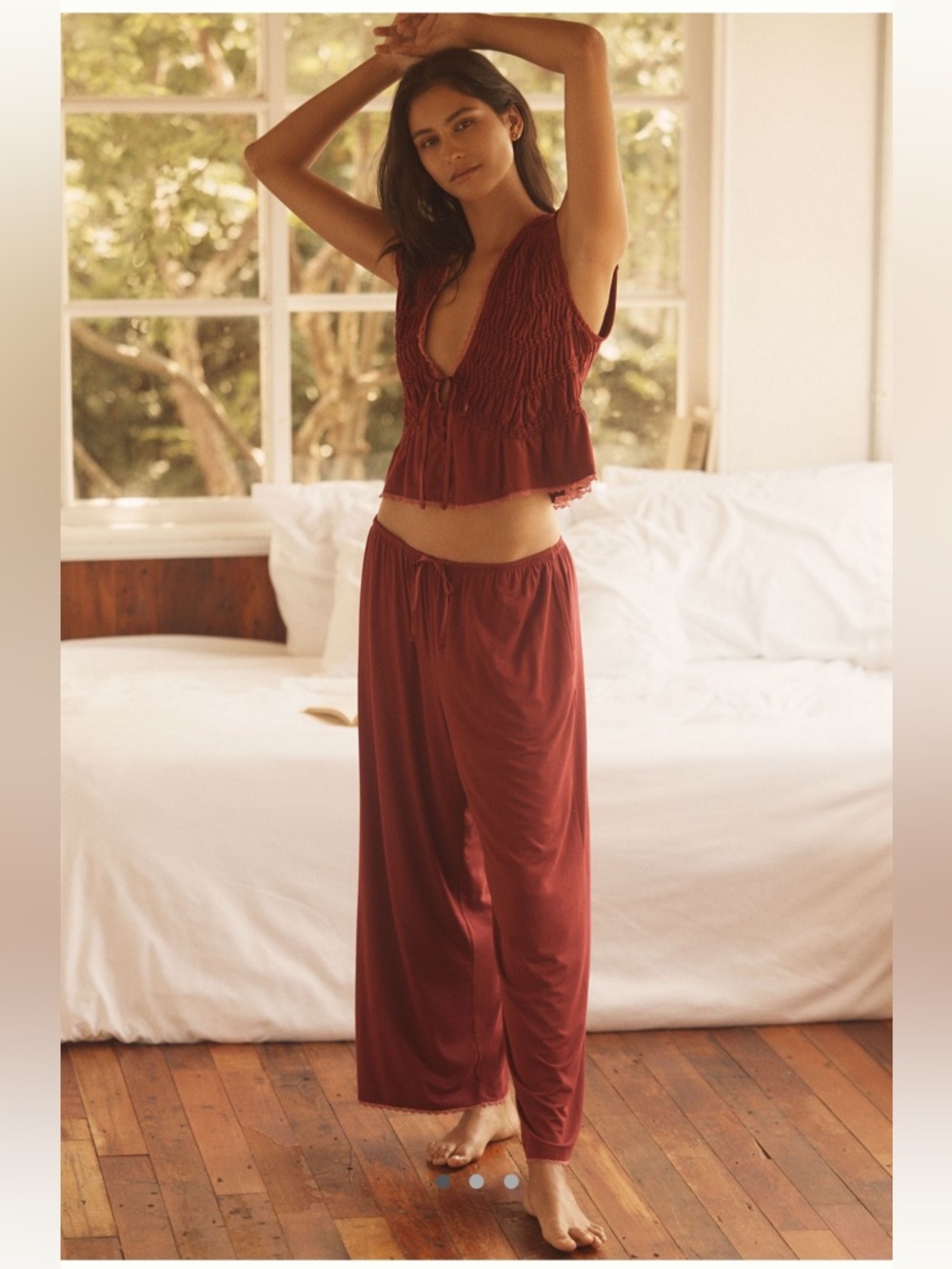 Anthropologie LyreBird ModaLuxe Lace Trim Pajama Set - Sz S